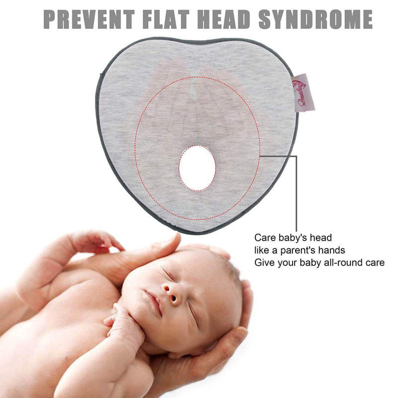 Newborn 3 Months Baby Head Shaping Pillow Cushion for Flat Head Syndrome Prevention Prevent Plagiocephaly Grey